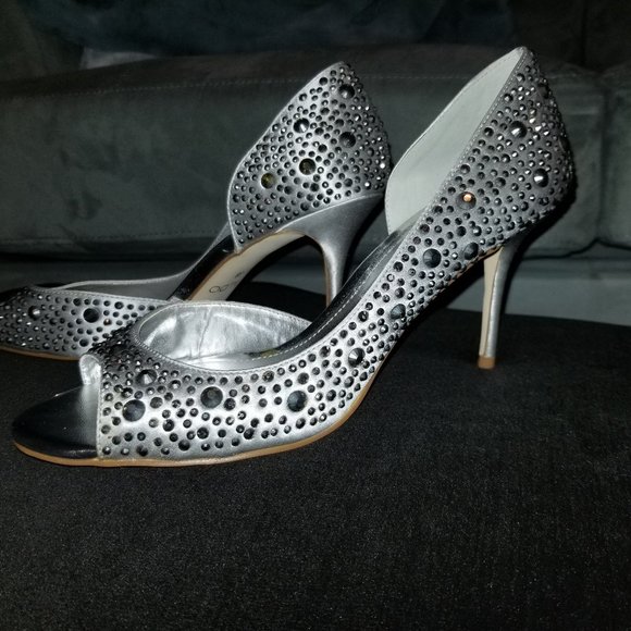Silver shoes with rhinestones, size 38, NWT - Picture 2 of 8